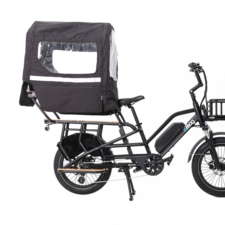 Tente De Pluie De Luxe Qiewie – Pour Vélo Cargo Babboe Curve (sans Arceaux) – Noir – Réfléchissante Et étanche